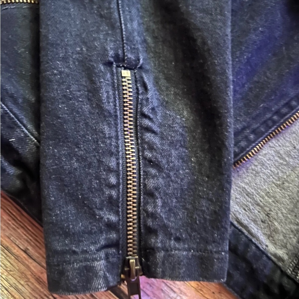 Sugar Lips Asymmetric Zip Denim Moto Jacket XS Black - Picture 5 of 6
